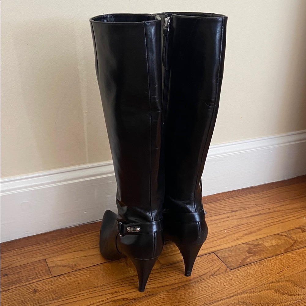 Calvin Klein Black Heeled Knee High Boots - Picture 3 of 7